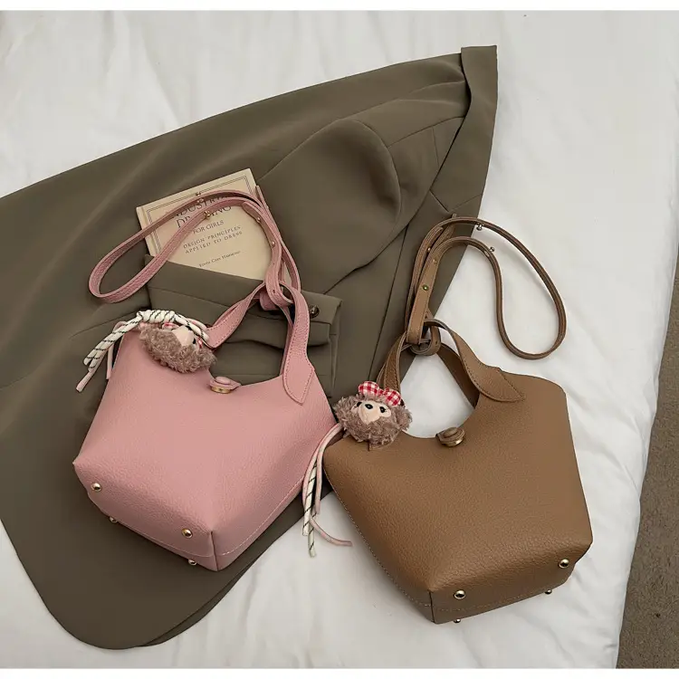 Women's Soft Leather Crossbody Bag with Cute Pom Pom Charm — feature 26