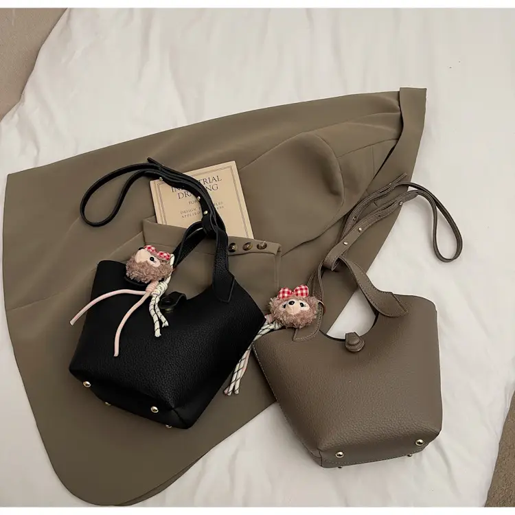 Women's Soft Leather Crossbody Bag with Cute Pom Pom Charm — feature 27