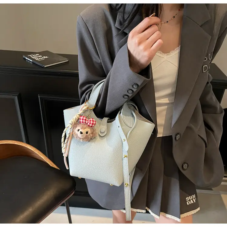 Women's Soft Leather Crossbody Bag with Cute Pom Pom Charm — feature 30