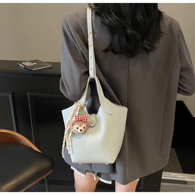 Women's Soft Leather Crossbody Bag with Cute Pom Pom Charm — feature 31