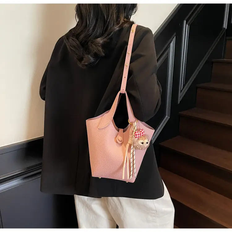 Women's Soft Leather Crossbody Bag with Cute Pom Pom Charm — feature 32