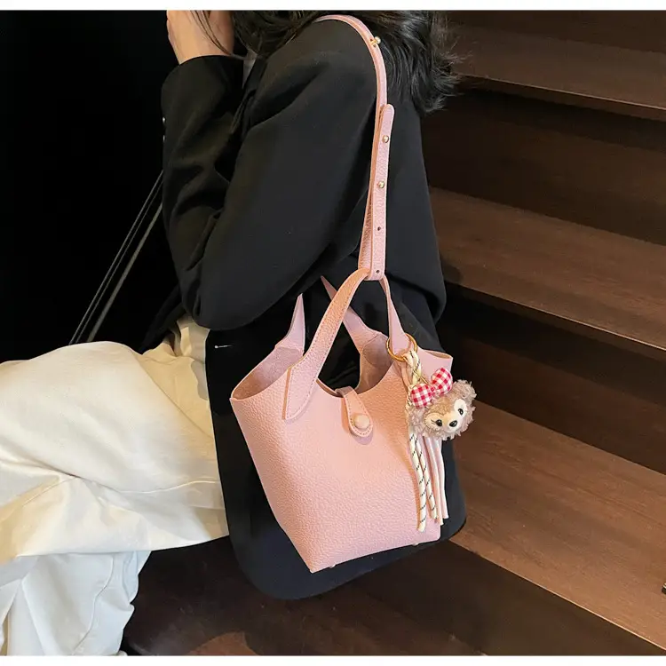 Women's Soft Leather Crossbody Bag with Cute Pom Pom Charm — feature 33