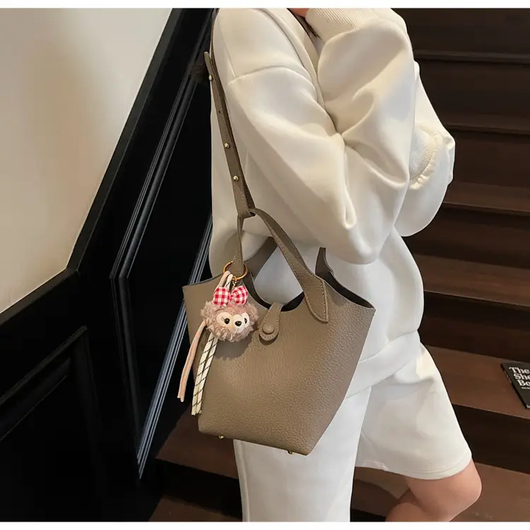 Women's Soft Leather Crossbody Bag with Cute Pom Pom Charm — feature 37