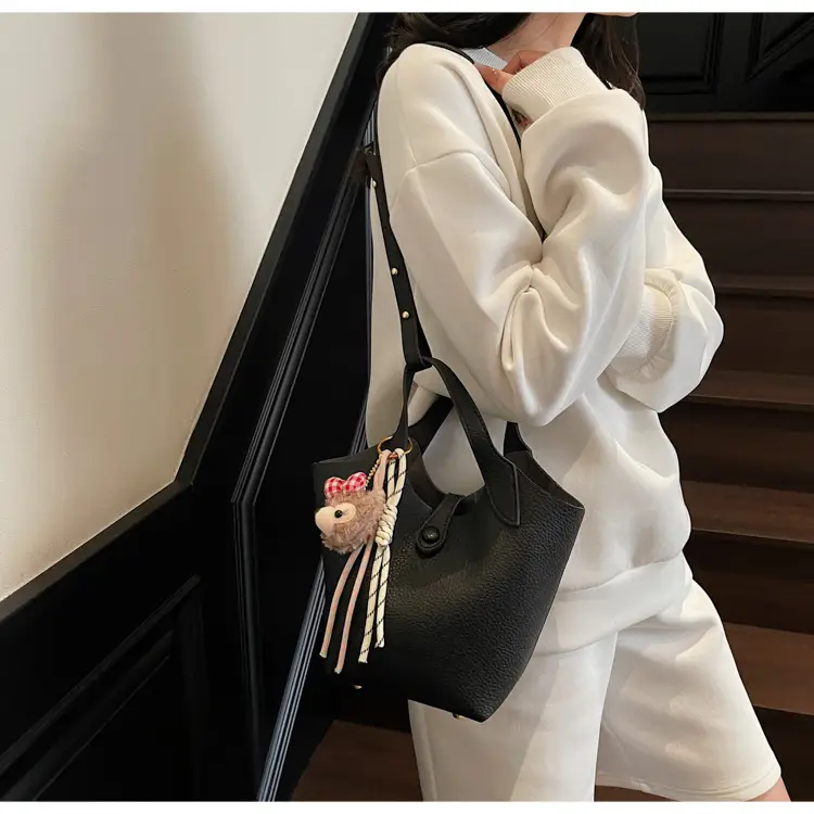 Women's Soft Leather Crossbody Bag with Cute Pom Pom Charm — feature 39