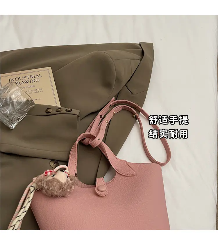 Women's Soft Leather Crossbody Bag with Cute Pom Pom Charm — feature 4