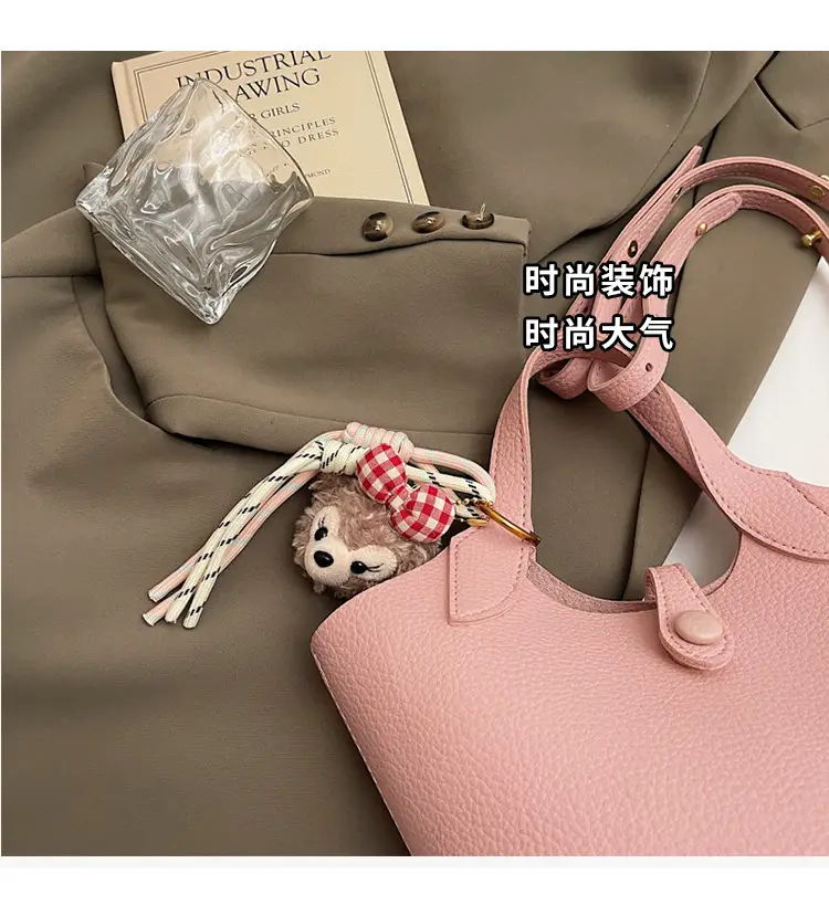 Women's Soft Leather Crossbody Bag with Cute Pom Pom Charm — feature 6