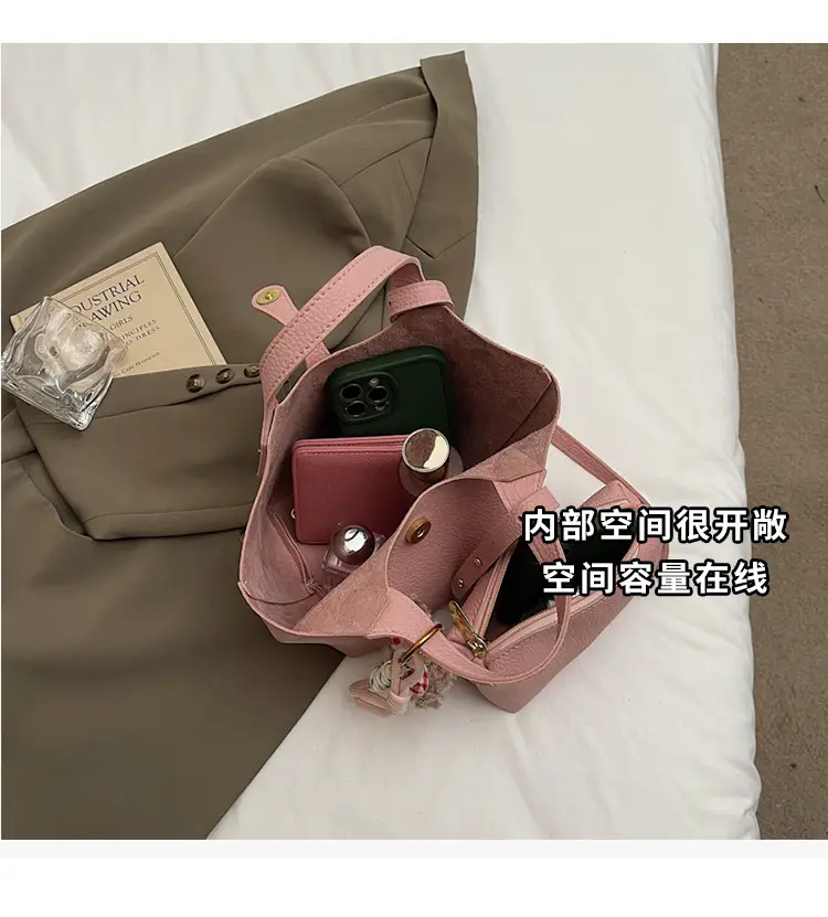 Women's Soft Leather Crossbody Bag with Cute Pom Pom Charm — feature 7