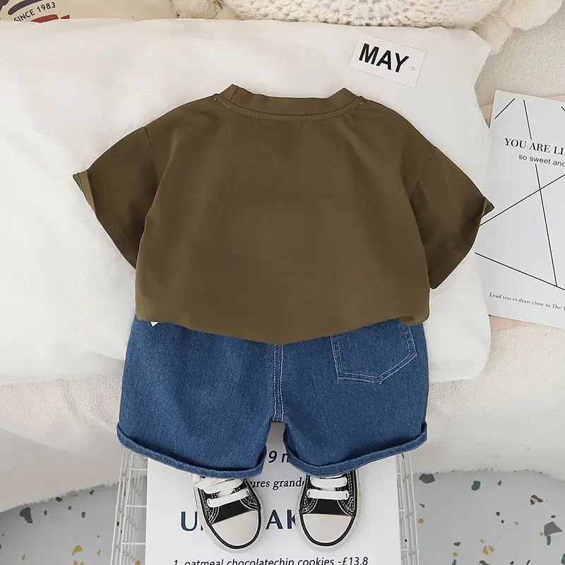 Boys Cartoon Excavator T-Shirt Shorts Set Summer — feature 14