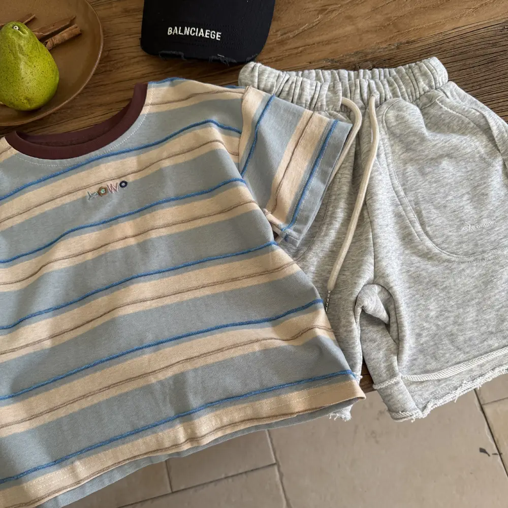 Boys Striped Cotton Shorts Set Summer 2025 - Image 3