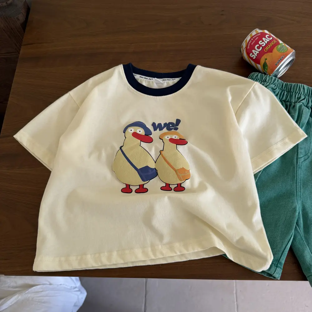 Boys Cotton Cartoon T-Shirt with Green Shorts — feature 4