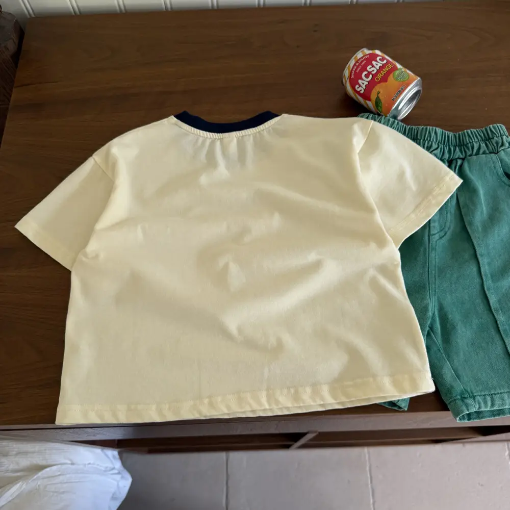 Boys Cotton Cartoon T-Shirt with Green Shorts — feature 7