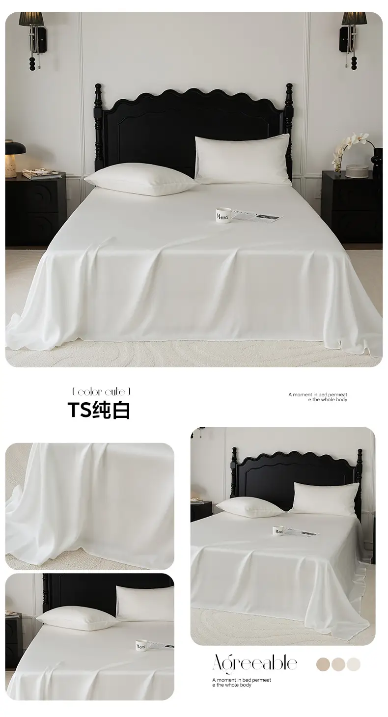 100 Austrian Lanjing Tencel Single Sheet Bedding Summer High-end Solid Color Simple Light Luxury Naked Sleeping — feature 16