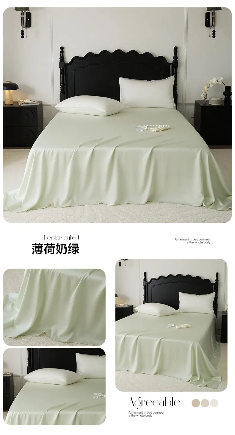 100 Austrian Lanjing Tencel Single Sheet Bedding Summer High-end Solid Color Simple Light Luxury Naked Sleeping — feature 17