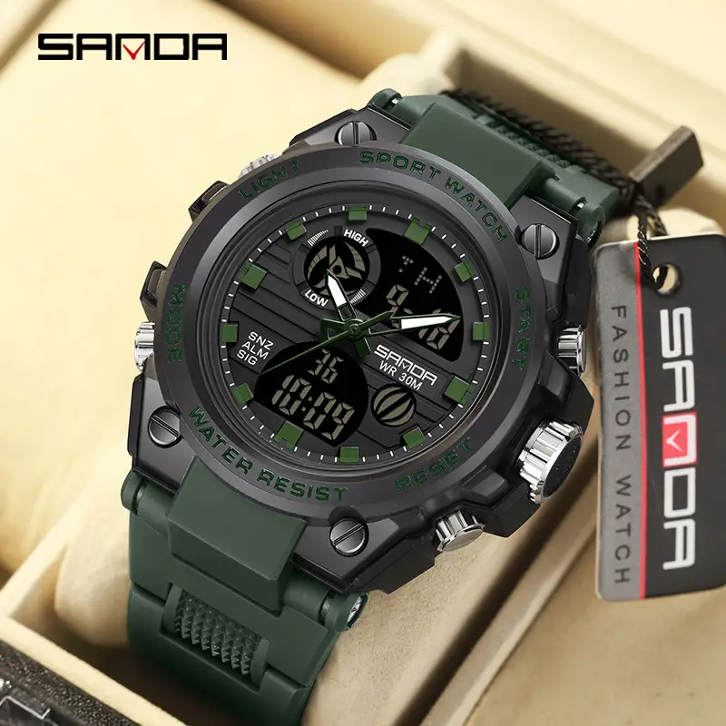 Men's Black Digital Sport Watch with LCD Display - Image 35