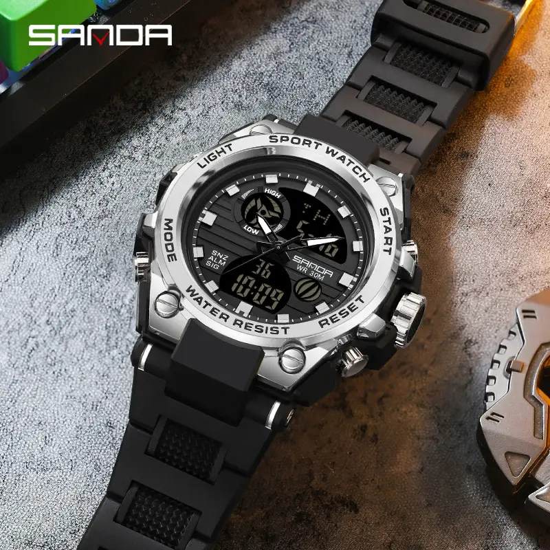 Men's Black Digital Sport Watch with LCD Display - Image 36