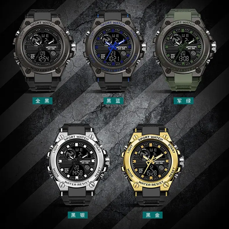 Men's Black Digital Sport Watch with LCD Display - Image 37