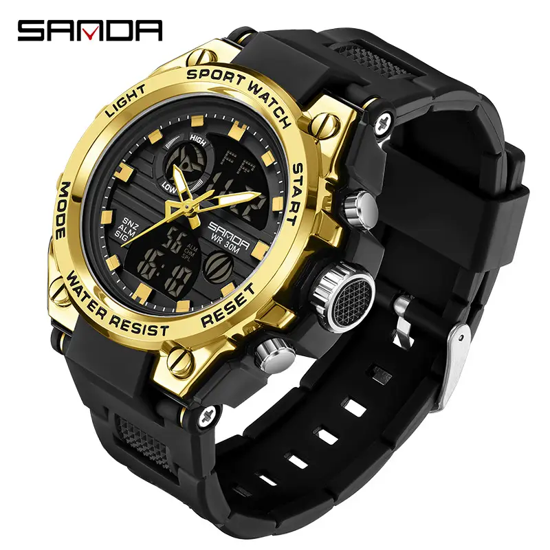 Men's Black Digital Sport Watch with LCD Display - Image 38