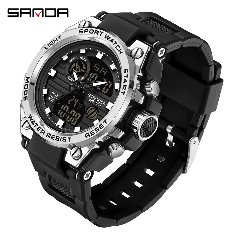 Men's Black Digital Sport Watch with LCD Display - Image 3