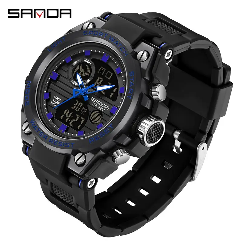Men's Black Digital Sport Watch with LCD Display - Image 5