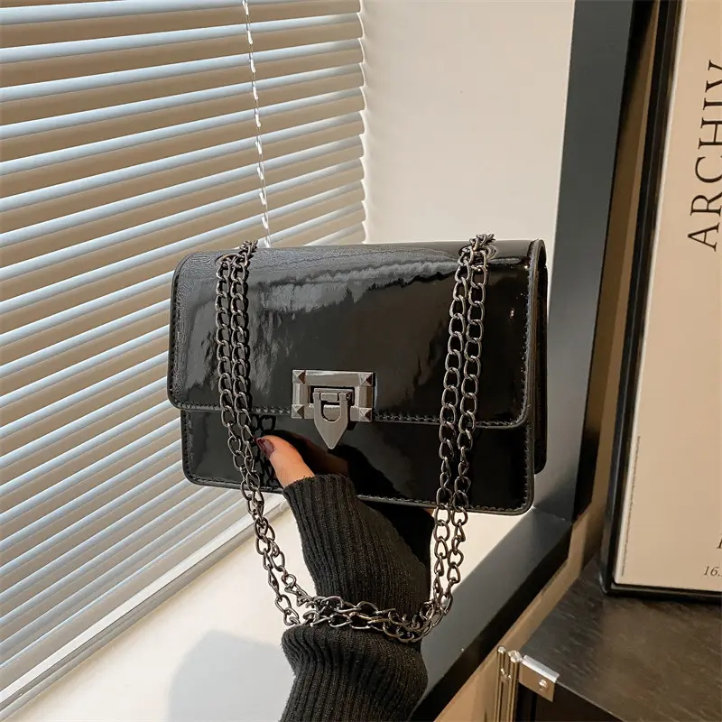 White Square Lock Chain Crossbody Bag for Women