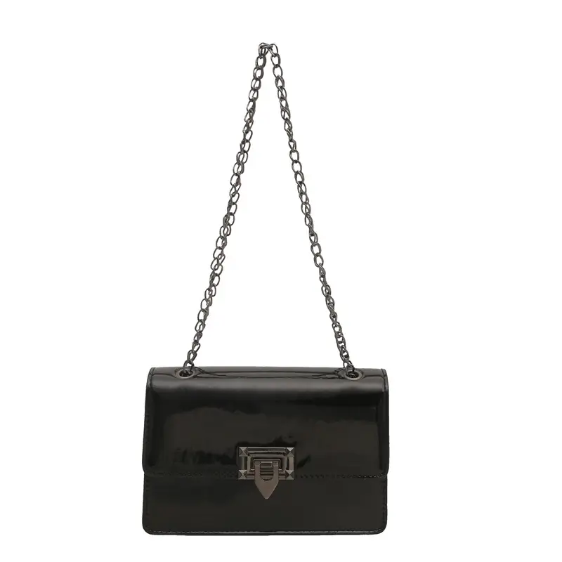 White Square Lock Chain Crossbody Bag for Women