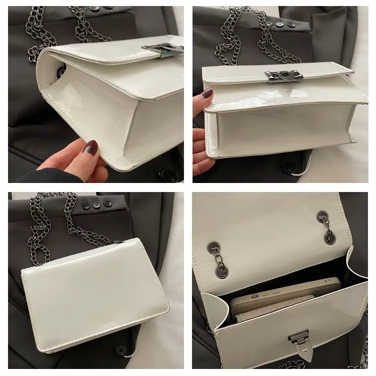 White Square Lock Chain Crossbody Bag for Women — feature 6