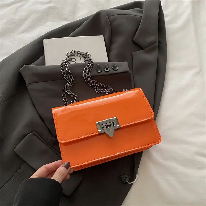 White Square Lock Chain Crossbody Bag for Women