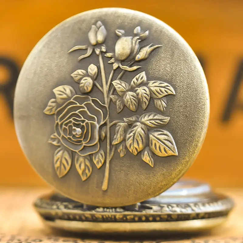 Vintage Floral Pocket Watch with Chain Strap for Men Women — feature 7