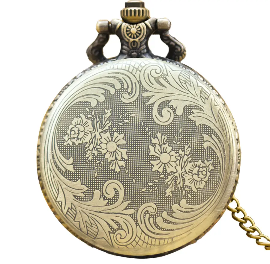 Vintage Floral Pocket Watch with Chain Strap for Men Women - Image 19