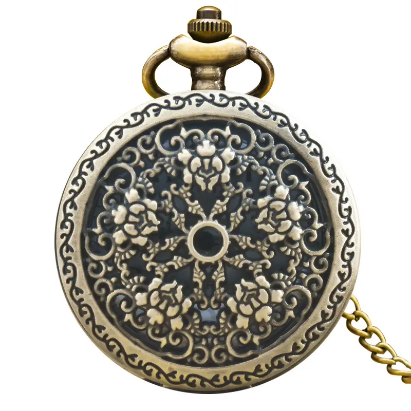 Vintage Floral Pocket Watch with Chain Strap for Men Women - Image 21