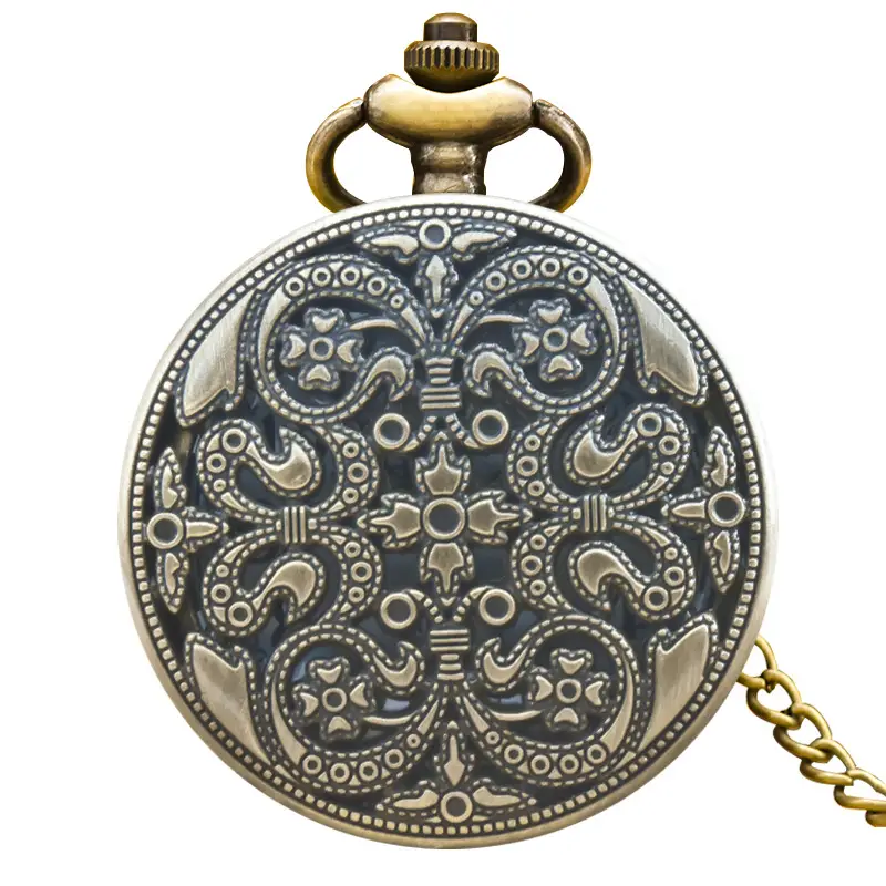 Vintage Floral Pocket Watch with Chain Strap for Men Women - Image 23
