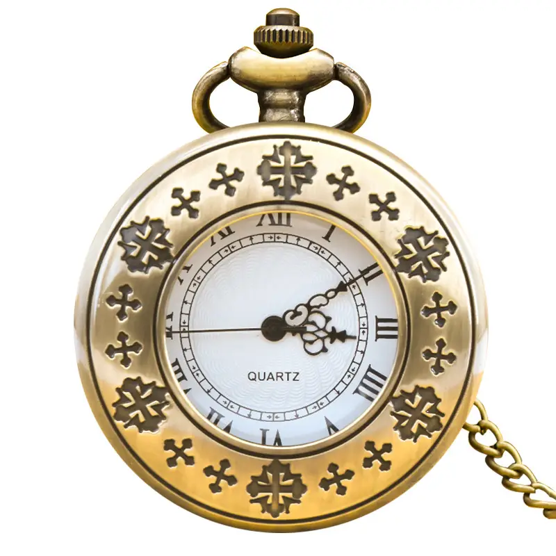 Vintage Floral Pocket Watch with Chain Strap for Men Women - Image 24