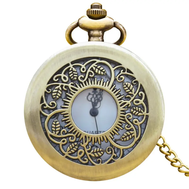 Vintage Floral Pocket Watch with Chain Strap for Men Women - Image 26