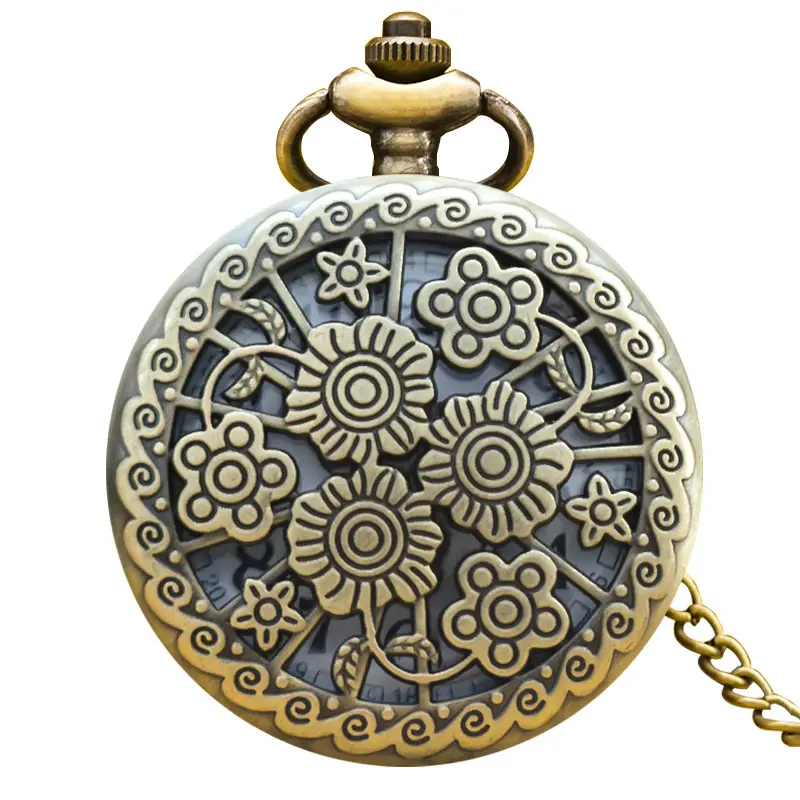 Vintage Floral Pocket Watch with Chain Strap for Men Women - Image 28