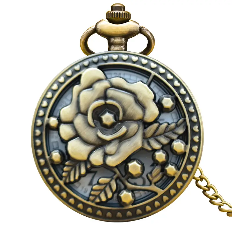 Vintage Floral Pocket Watch with Chain Strap for Men Women - Image 29