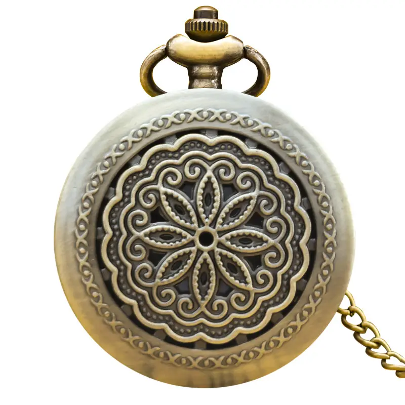 Vintage Floral Pocket Watch with Chain Strap for Men Women - Image 30
