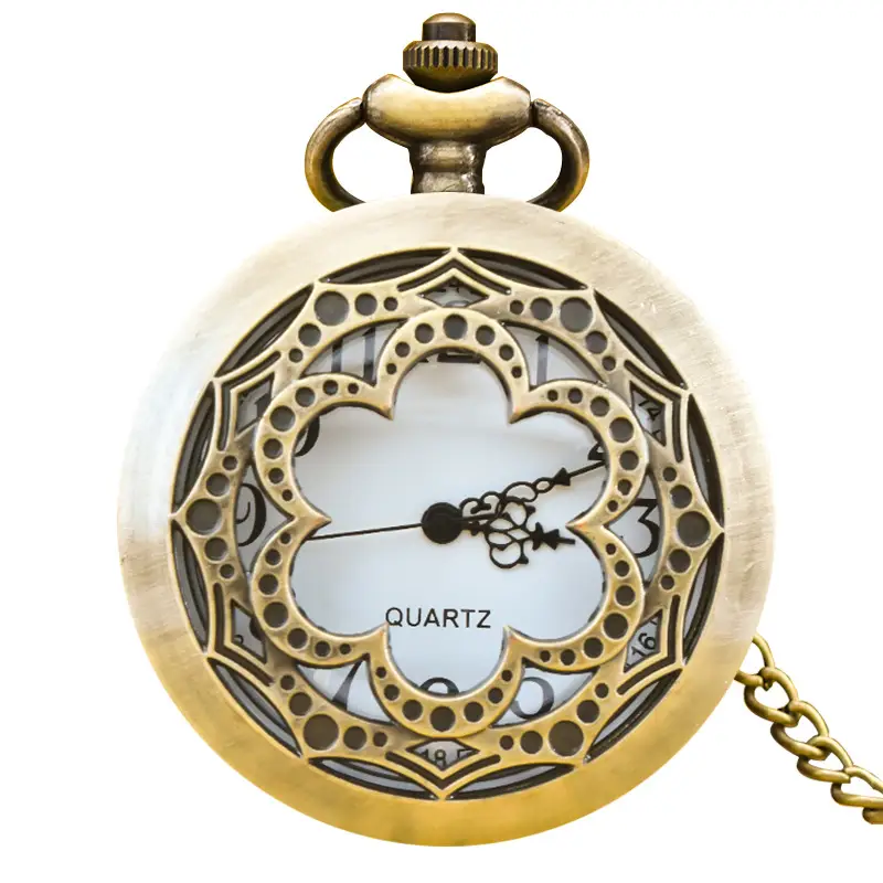 Vintage Floral Pocket Watch with Chain Strap for Men Women - Image 37