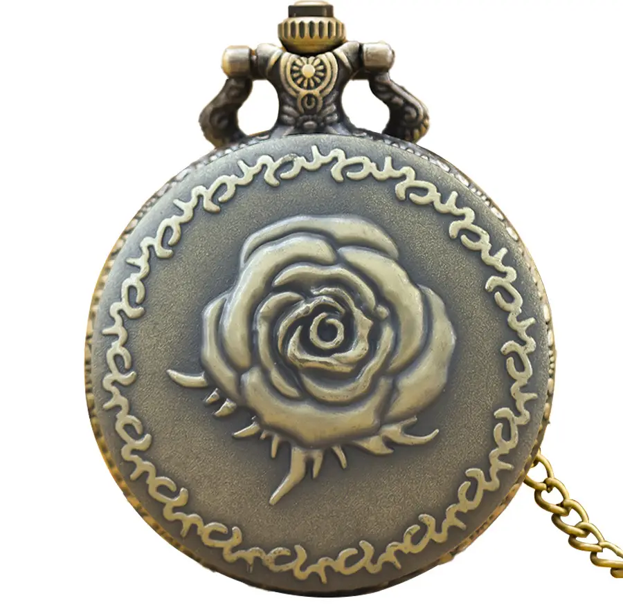 Vintage Floral Pocket Watch with Chain Strap for Men Women - Image 46