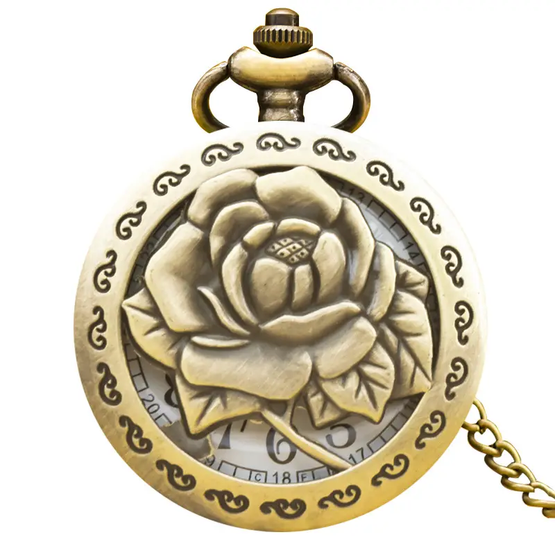 Vintage Floral Pocket Watch with Chain Strap for Men Women - Image 47