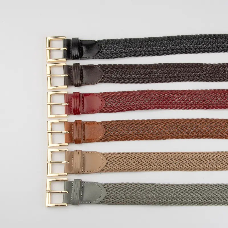 Brown Woven Belt for Women with Gold Buckle - Image 8