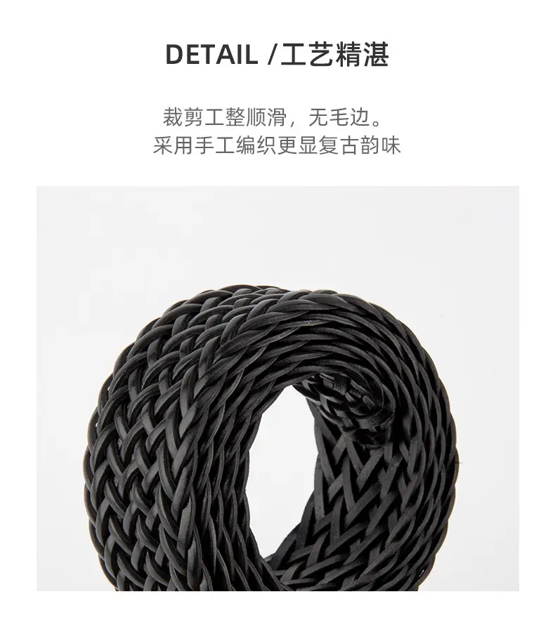 Brown Woven Belt for Women with Gold Buckle — feature 7