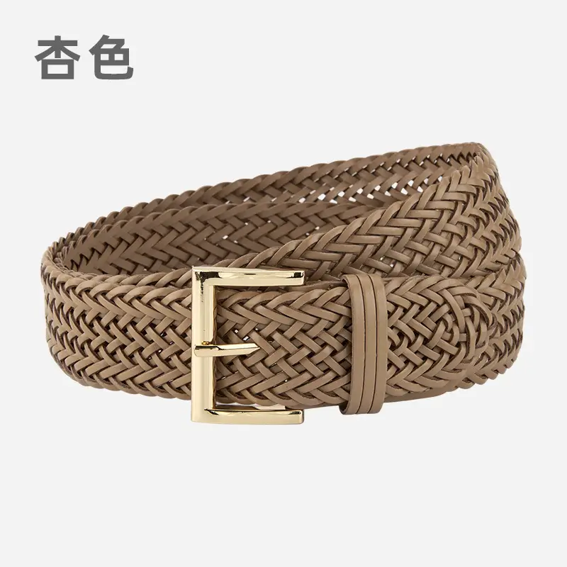 Brown Woven Belt for Women with Gold Buckle - Image 5