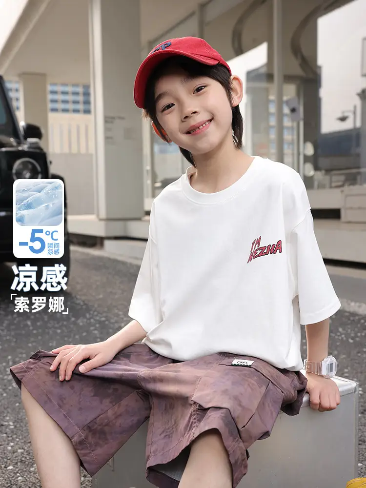 Nezha Print Boys White T-Shirt 2026 Summer - Image 3