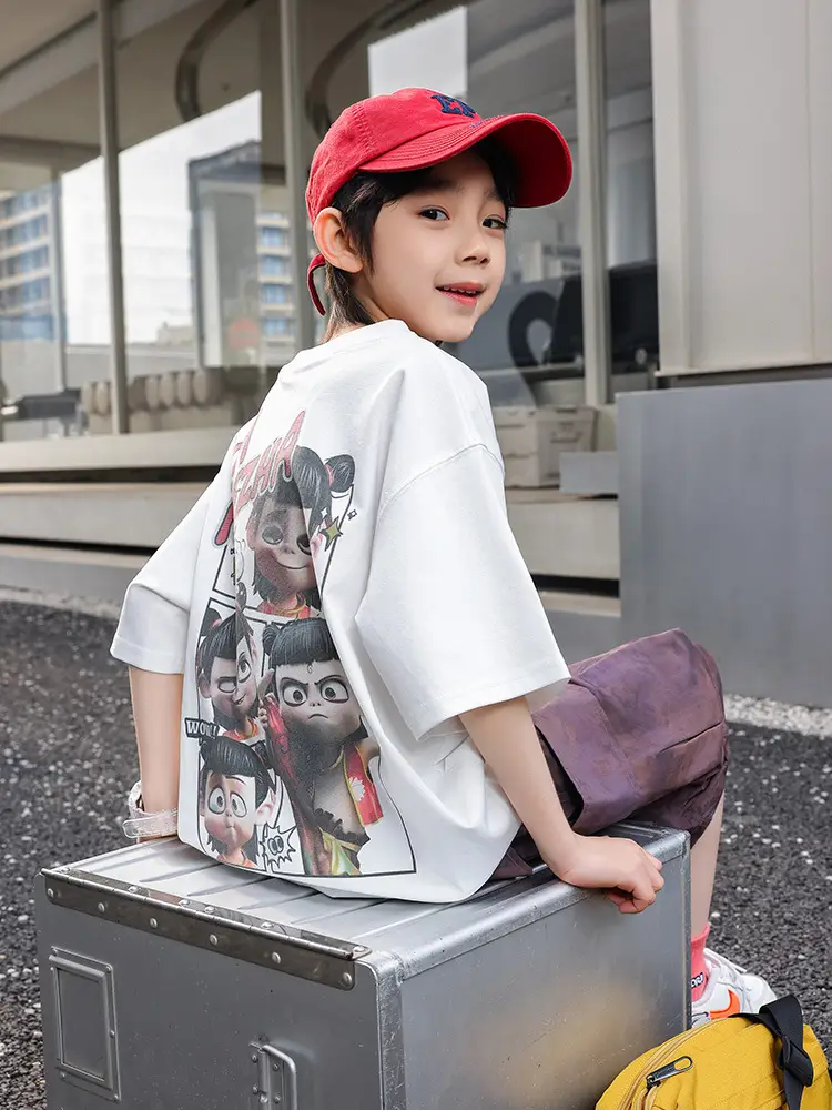 Nezha Print Boys White T-Shirt 2026 Summer - Image 4
