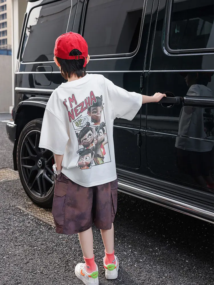 Nezha Print Boys White T-Shirt 2026 Summer - Image 5