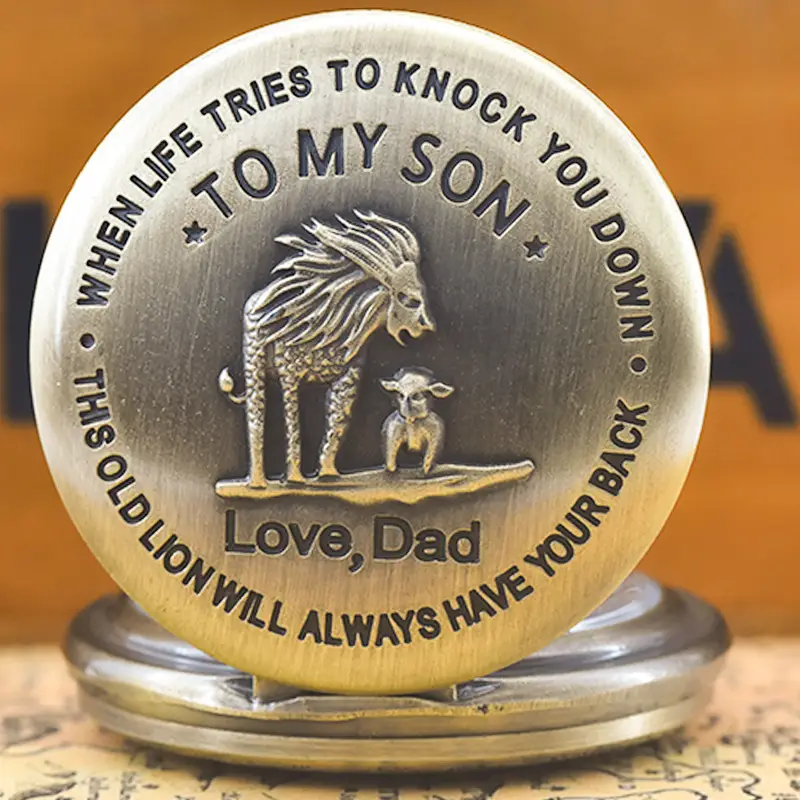 Father's Day Commemorative Flip Pocket Watch for Men Women
