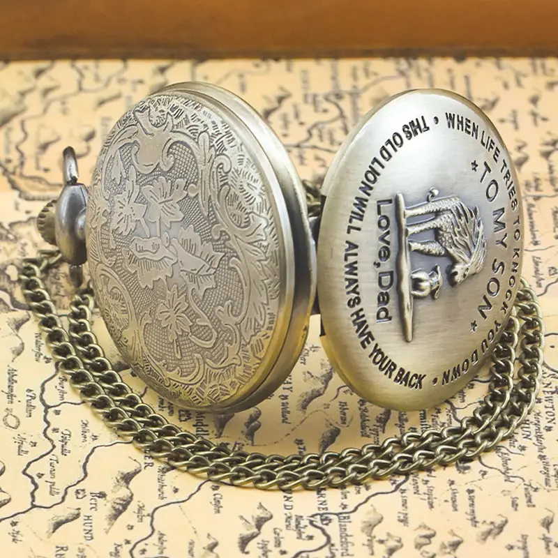 Father's Day Commemorative Flip Pocket Watch for Men Women