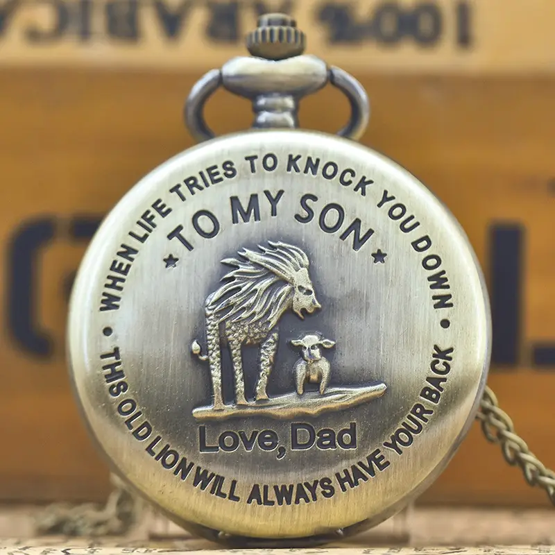 Father's Day Commemorative Flip Pocket Watch for Men Women