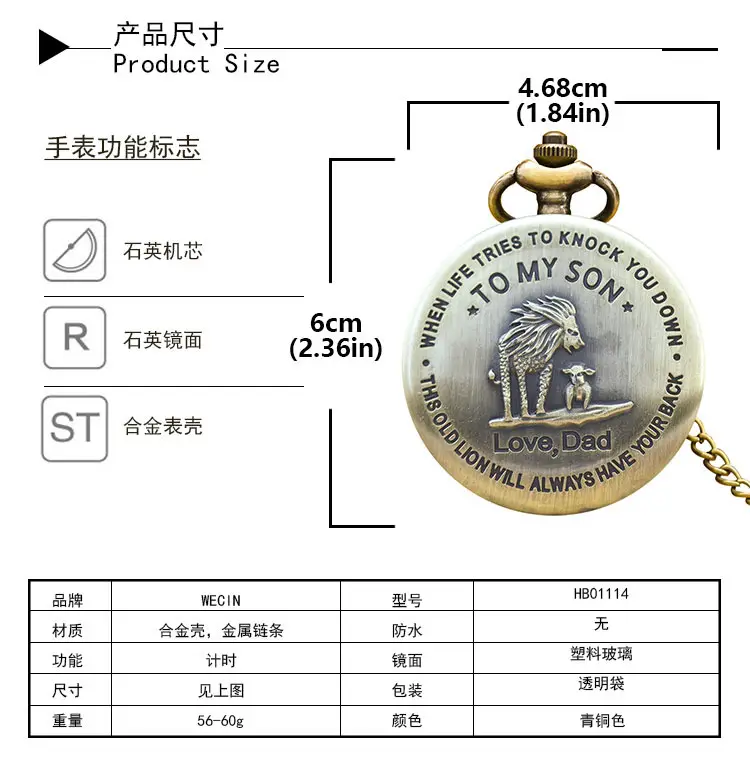 Father's Day Commemorative Flip Pocket Watch for Men Women — feature 28