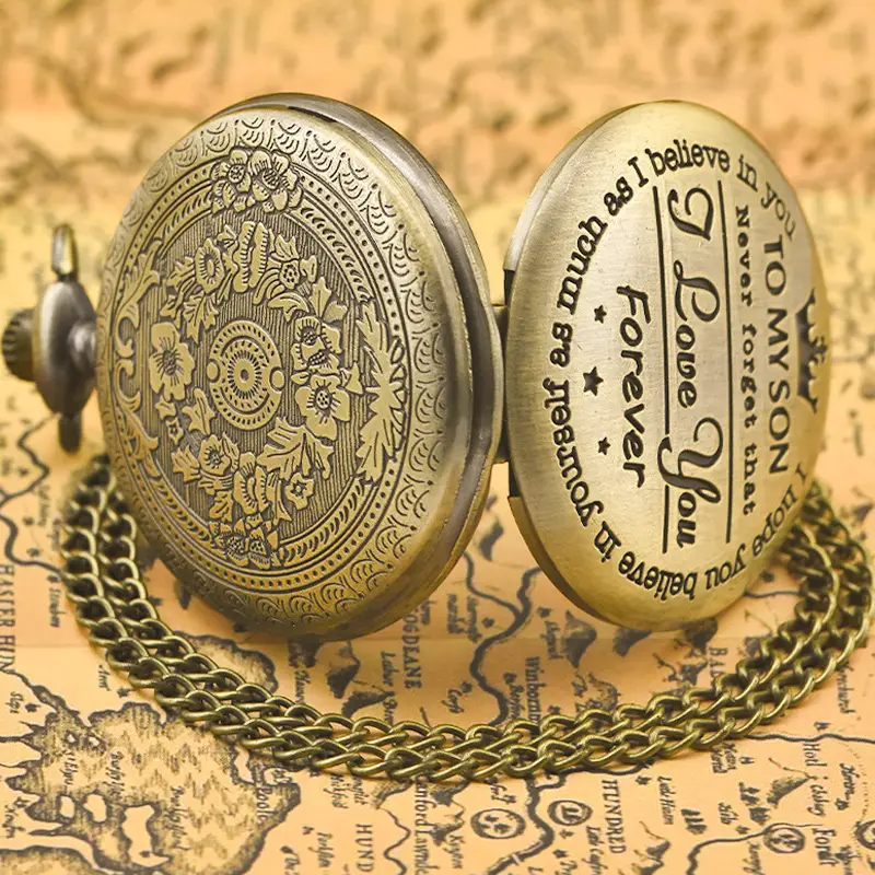 Father's Day Commemorative Flip Pocket Watch for Men Women — feature 9